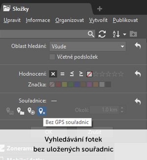 Vyhledávání fotek bez uložených souřadnic